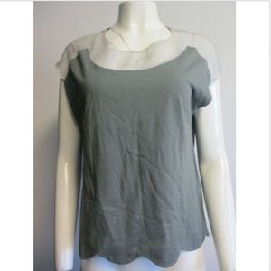 CHLOE grey cotton- silk scalloped top sz M